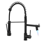 LED Temperature Pre-Rinse Spring Kitchen Faucet | Dual Nozzles Oil Rubbed Bronze Single-Handle Mixer