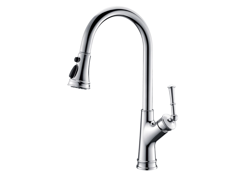 High-Arc Stainless Steel Pull-Down Kitchen Faucet | Commercial Single-Handle Deck Mount Sink Mixer with Dual-Mode Sprayer and Boost Technology