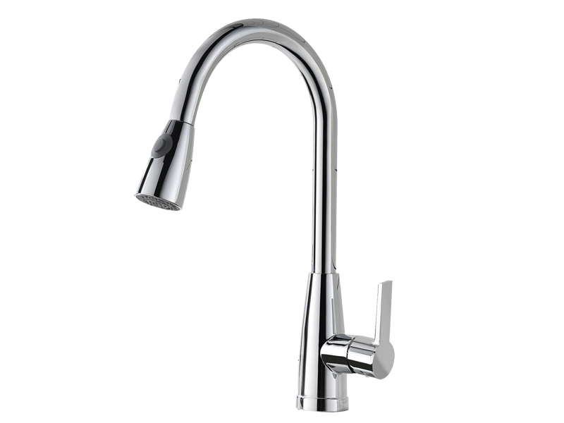 Modern High-Arc Pull-Down Kitchen Faucet | Commercial Single-Handle Stainless Steel Sink Mixer with 360° Swivel Dual-Action Sprayer