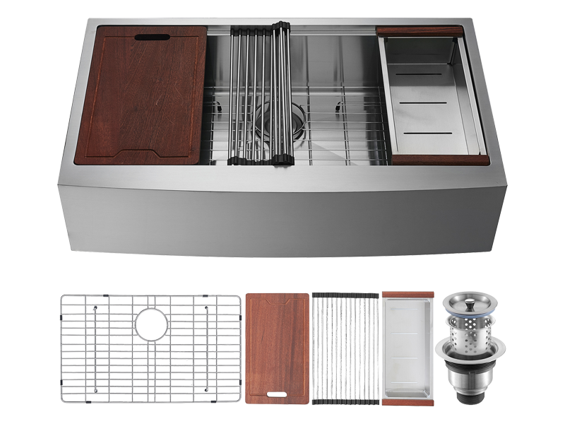 Elevate Kitchen Efficiency with the 36 Inch Stainless Steel Farmhouse Workstation Sink