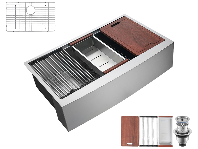 Elevate Kitchen Efficiency with the 36 Inch Stainless Steel Farmhouse Workstation Sink