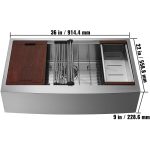 Elevate Kitchen Efficiency with the 36 Inch Stainless Steel Farmhouse Workstation Sink