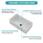 Ceramic Kitchen Sinks | Heavy-Duty Fireclay Apron-Front Single-Basin Farmhouse Sink