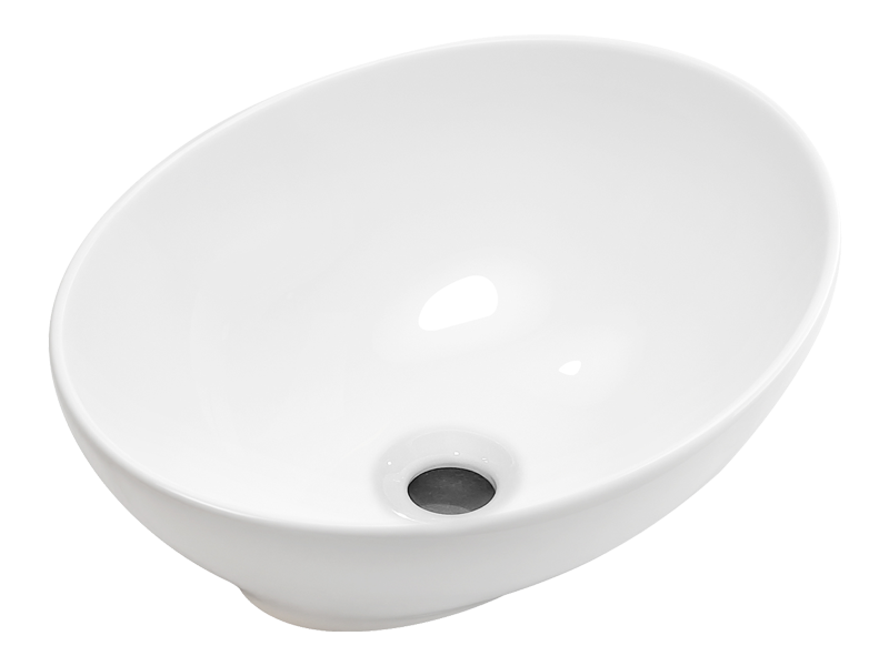 Modern White Ceramic Oval Above-Counter Vessel Bathroom Sink