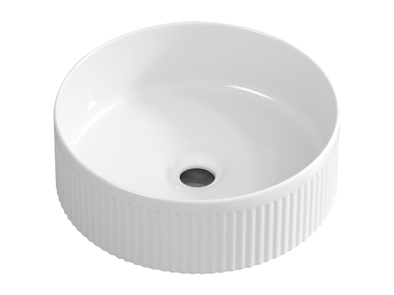 Modern Round Ceramic Vessel Sink (Fluted Design)