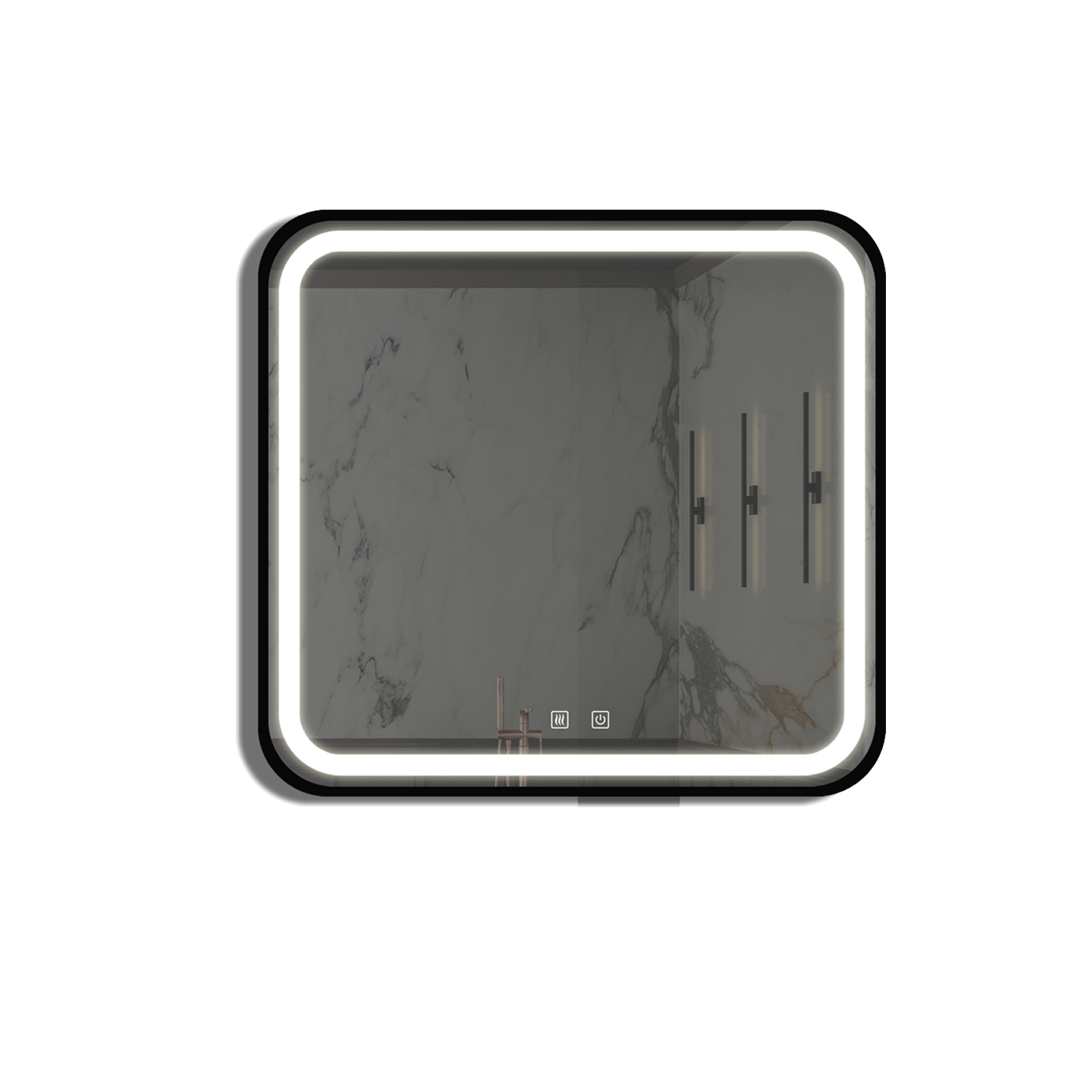 Premium 32″ x 32″ Square LED Bathroom Mirror with Anti-Fog Heating, 3-Color Lighting, and Fully Enclosed Back Plate