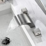 Modern Brushed Nickel Widespread Waterfall Bathroom Faucet