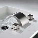 Modern Brushed Nickel Widespread Waterfall Bathroom Faucet