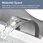 Modern Brushed Nickel Widespread Waterfall Bathroom Faucet