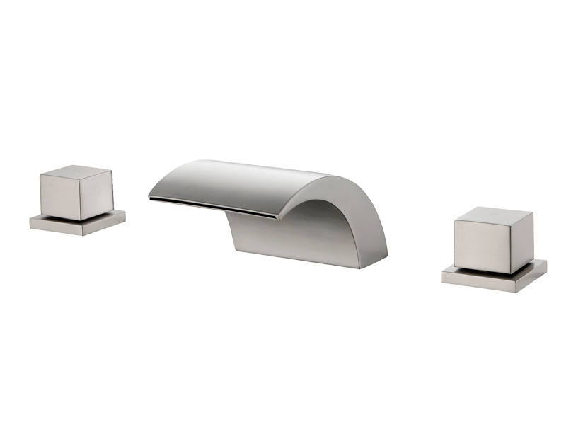Modern Brushed Nickel Widespread Waterfall Bathroom Faucet