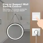 Modern 32-Inch Round Bathroom LED Vanity Mirror with Hanging Strap, Anti-Fog Heating, and 3-Color Dimmable Lighting