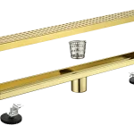 Brushed Gold 24-Inch Linear Shower Drain with Removable Hair Strainer & Lifting Key