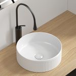 Modern Round Ceramic Vessel Sink (Fluted Design)