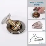 Premium Stainless Steel Pop-Up Sink Drain with Anti-Clogging Basket Strainer (With Overflow)