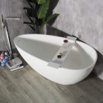 Modern Matte White Oval Freestanding Acrylic Bathtub