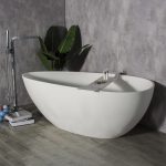 Modern Matte White Oval Freestanding Acrylic Bathtub