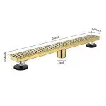 Brushed Gold 24-Inch Linear Shower Drain with Removable Hair Strainer & Lifting Key
