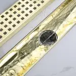 Brushed Gold 24-Inch Linear Shower Drain with Removable Hair Strainer & Lifting Key