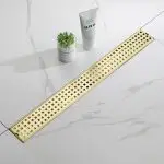 Brushed Gold 24-Inch Linear Shower Drain with Removable Hair Strainer & Lifting Key