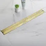 Brushed Gold 24-Inch Linear Shower Drain with Removable Hair Strainer & Lifting Key