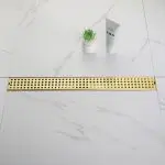 Brushed Gold 24-Inch Linear Shower Drain with Removable Hair Strainer & Lifting Key