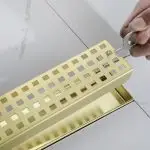 Brushed Gold 24-Inch Linear Shower Drain with Removable Hair Strainer & Lifting Key