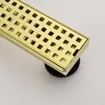 Brushed Gold 24-Inch Linear Shower Drain with Removable Hair Strainer & Lifting Key
