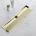 Brushed Gold 24-Inch Linear Shower Drain with Removable Hair Strainer & Lifting Key