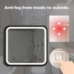 Premium 32″ x 32″ Square LED Bathroom Mirror with Anti-Fog Heating, 3-Color Lighting, and Fully Enclosed Back Plate