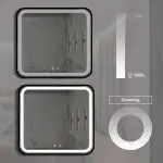 Premium 32″ x 32″ Square LED Bathroom Mirror with Anti-Fog Heating, 3-Color Lighting, and Fully Enclosed Back Plate