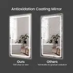 Modern 24″ x 36″ Rectangle Shaped LED Vanity Mirror with Dual Front-lit & Back-lit Illumination and Shatterproof Tempered Glass