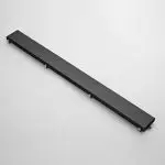 Matte Black Linear Shower Drain – 24-Inch Stainless Steel Long Floor Drain with Hair Strainer & Leveling Feet