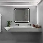 Premium 32″ x 32″ Square LED Bathroom Mirror with Anti-Fog Heating, 3-Color Lighting, and Fully Enclosed Back Plate