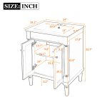 Classic 24-Inch Single Sink Bathroom Vanity Cabinet with Integrated Ceramic Basin and Storage Shelf