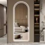 Modern Arched Full-Length LED Mirror (65″ x 21″) with Dimmable Lighting & Shatter-Proof Design