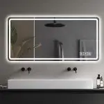 Premium 60″ x 28″ Large Rectangular LED Bathroom Mirror with Anti-Fog Heating, 3-Color Lighting, and Tempered Glass