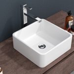Modern Square Ceramic Vessel Sink (Above-Counter)