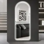 Modern Arched Full-Length LED Mirror (65″ x 21″) with Dimmable Lighting & Shatter-Proof Design