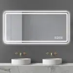 Premium 60″ x 28″ Large Rectangular LED Bathroom Mirror with Anti-Fog Heating, 3-Color Lighting, and Tempered Glass
