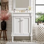 Classic 24-Inch Single Sink Bathroom Vanity Cabinet with Integrated Ceramic Basin and Storage Shelf