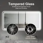 Premium 60″ x 28″ Large Rectangular LED Bathroom Mirror with Anti-Fog Heating, 3-Color Lighting, and Tempered Glass