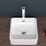 Modern Square Ceramic Vessel Sink (Above-Counter)