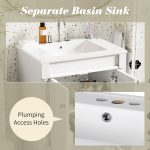 Classic 24-Inch Single Sink Bathroom Vanity Cabinet with Integrated Ceramic Basin and Storage Shelf