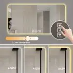 Modern Rounded Rectangular LED Bathroom Mirror with Anti-Fog Heating, 3 Color Temperatures & Tempered HD Glass