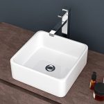 Modern Square Ceramic Vessel Sink (Above-Counter)
