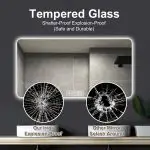 Modern Rounded Rectangular LED Bathroom Mirror with Anti-Fog Heating, 3 Color Temperatures & Tempered HD Glass