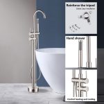 Floor-Mounted Freestanding Bathtub Faucet with Handheld Shower Spray and Reinforced Tripod Base