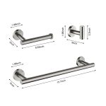 Premium 3-Piece Brushed Stainless Steel Bathroom Hardware Set – Wall-Mounted Towel Bar, Toilet Paper Holder, and Robe Hook