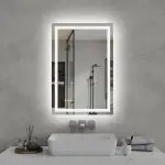 Modern 24″ x 36″ Rectangle Shaped LED Vanity Mirror with Dual Front-lit & Back-lit Illumination and Shatterproof Tempered Glass