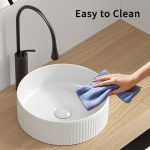 Modern Round Ceramic Vessel Sink (Fluted Design)